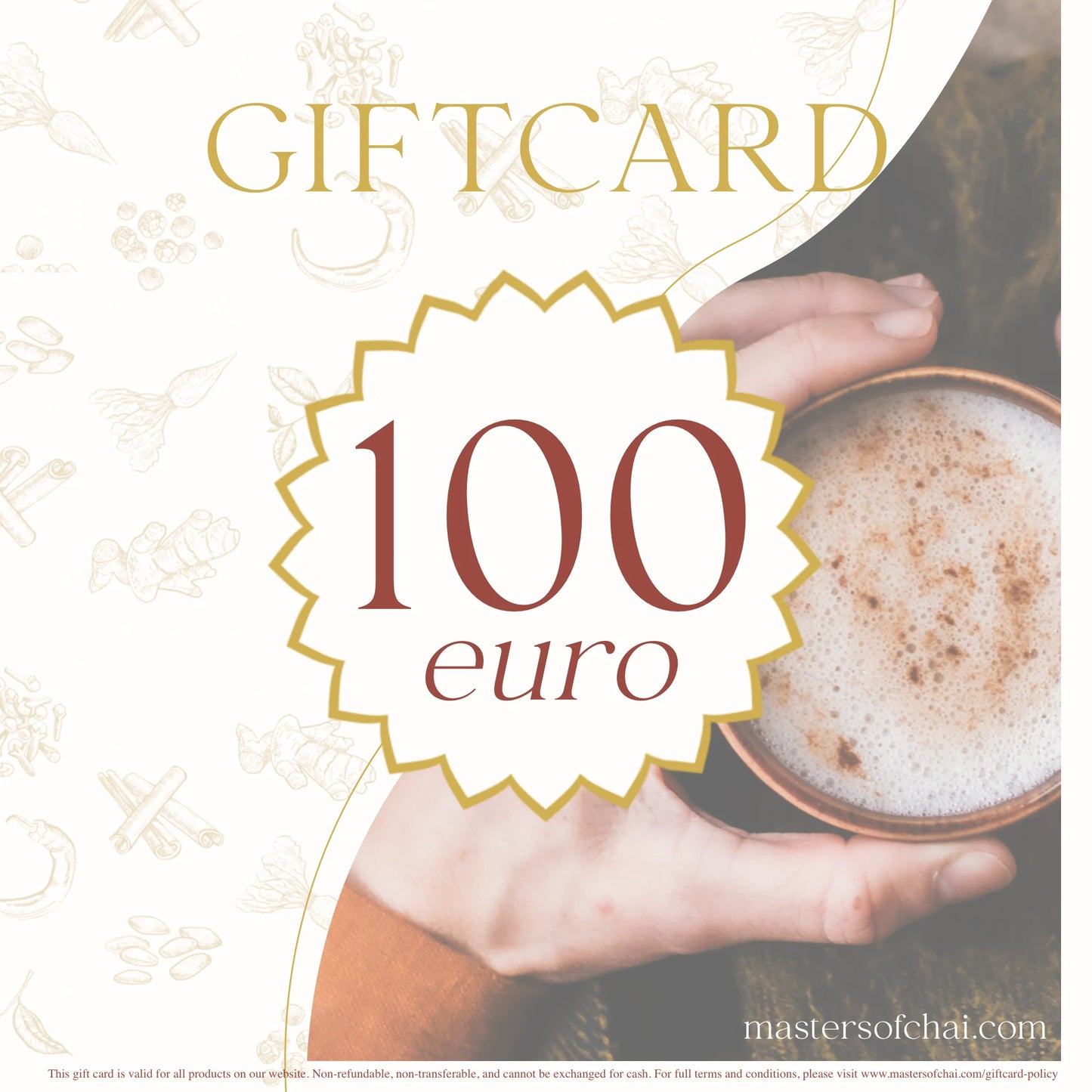 Digitale giftcard van 100 euro van Masters of Chai. Direct te gebruiken of te versturen met persoonlijke boodschap.